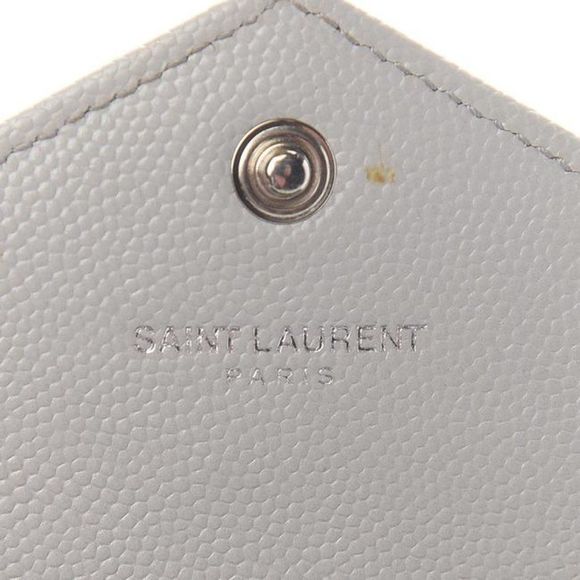 Saint Laurent Monogram Envelope Chevron Woc Souris Grey Leather Shoulder Bag - Picture 8 of 12